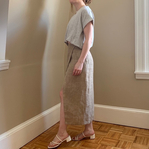 SOLD ❌ Calvin Klein Linen Wrap Skirt - Picture 5 of 5